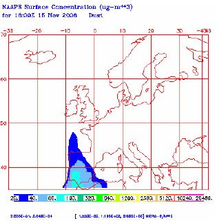 Episodis africans - Captura de la informaci&oacute; proporcionada pel model NAAPS.