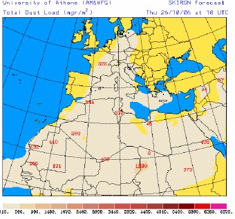 Episodios africanos - Captura de la información proporcionada por el modelo SKIRON.