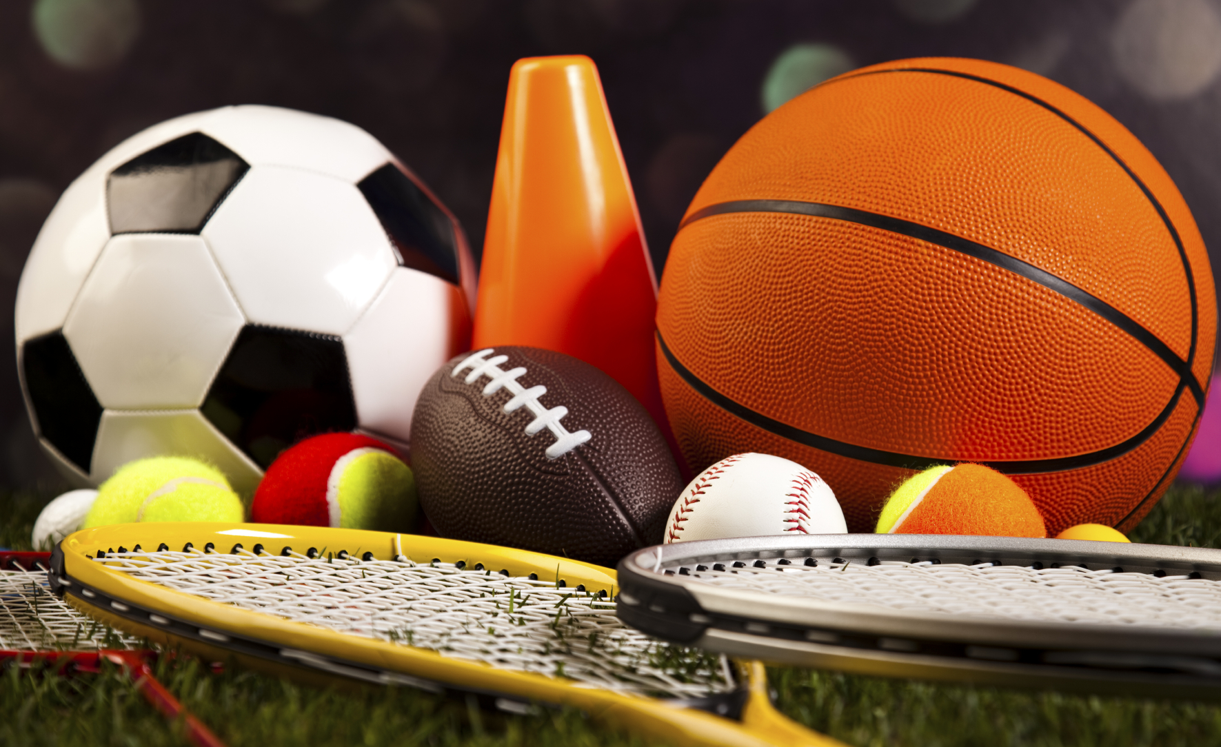 Pilotes, raquetes, i altres articles per fer esport.