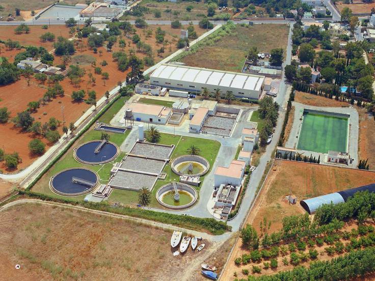 Imatge aèria de l’emissari de l’Estació Depuradora d’Aigües Residuals (EDAR) de Santa Eulària des Riu