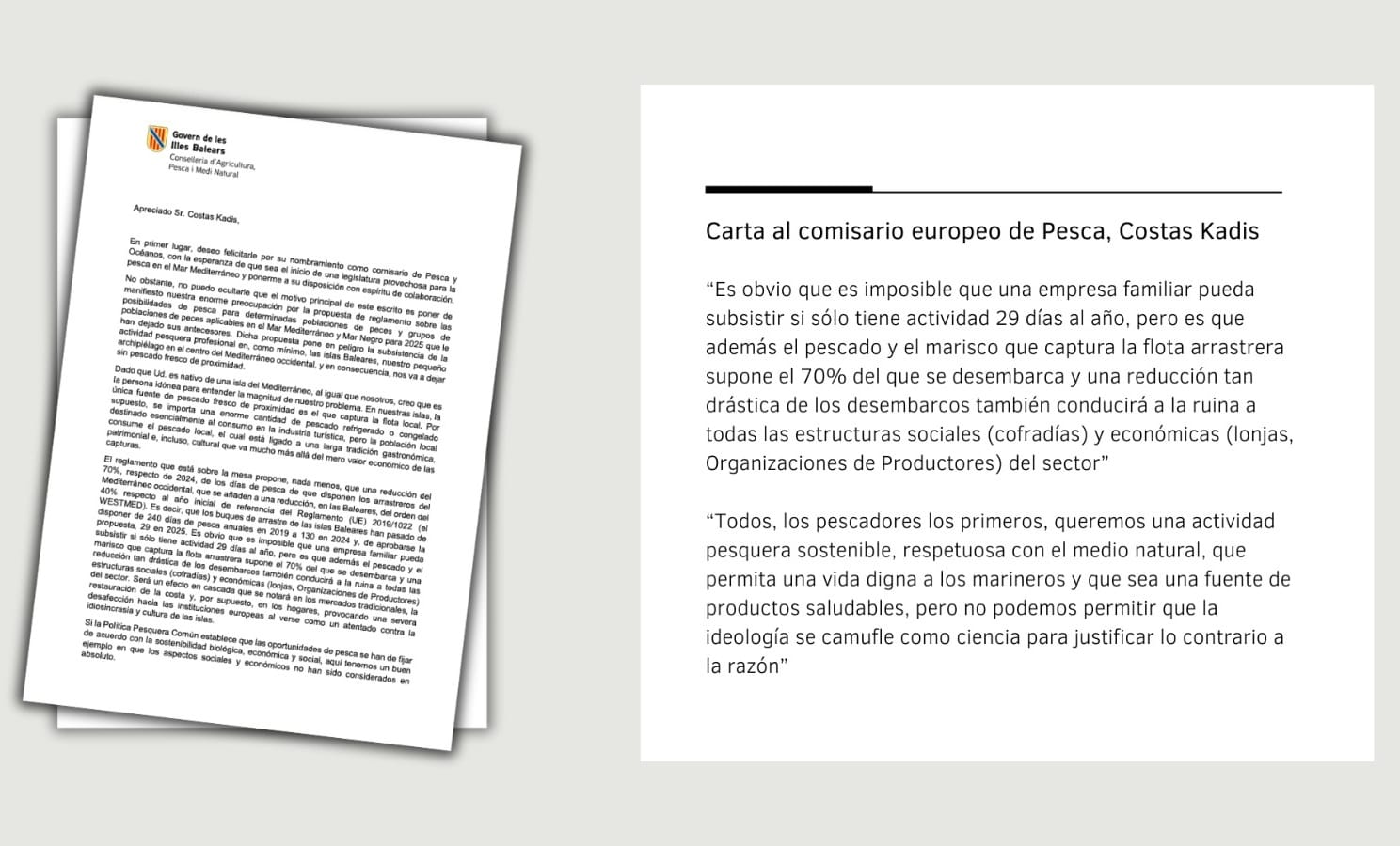 Carta del conseller Simonet al comissari de Pesca i Oceans de la Unió Europea.