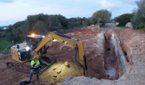 Reparación de un emisario en Menorca