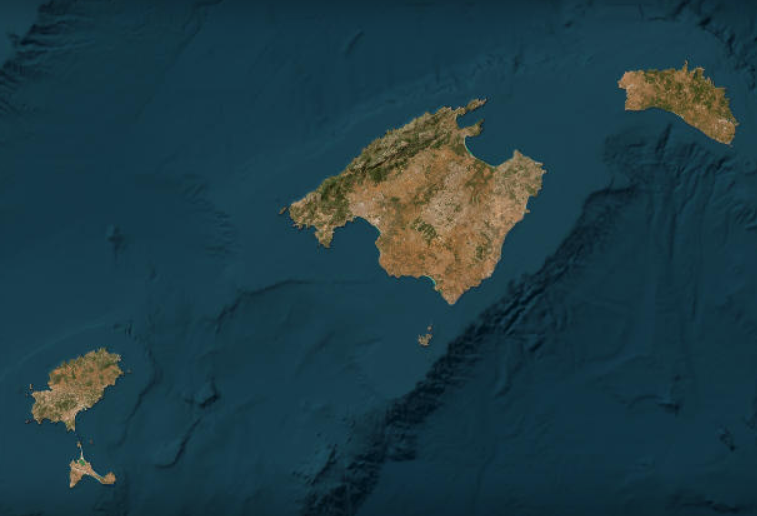Mapa satélite de las Illes Balears