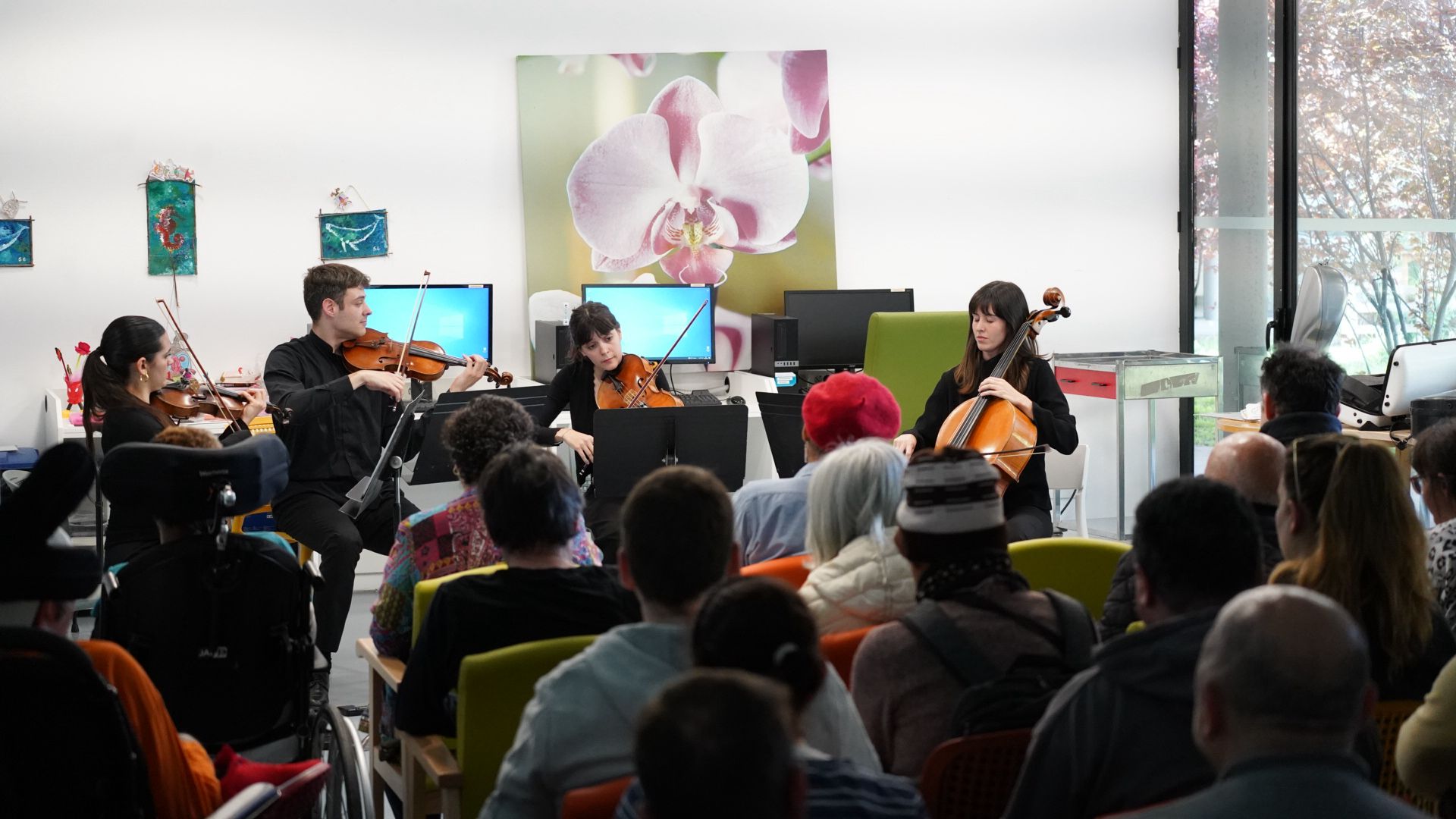 El quartet de corda durant el concert. 
