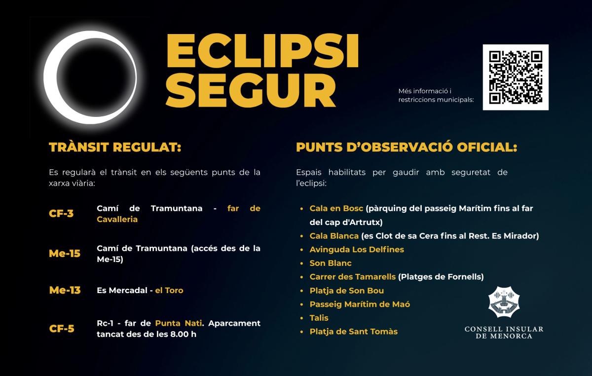 Infografia sobre regulació del trànsit i punts d'observació oficial a Menorca