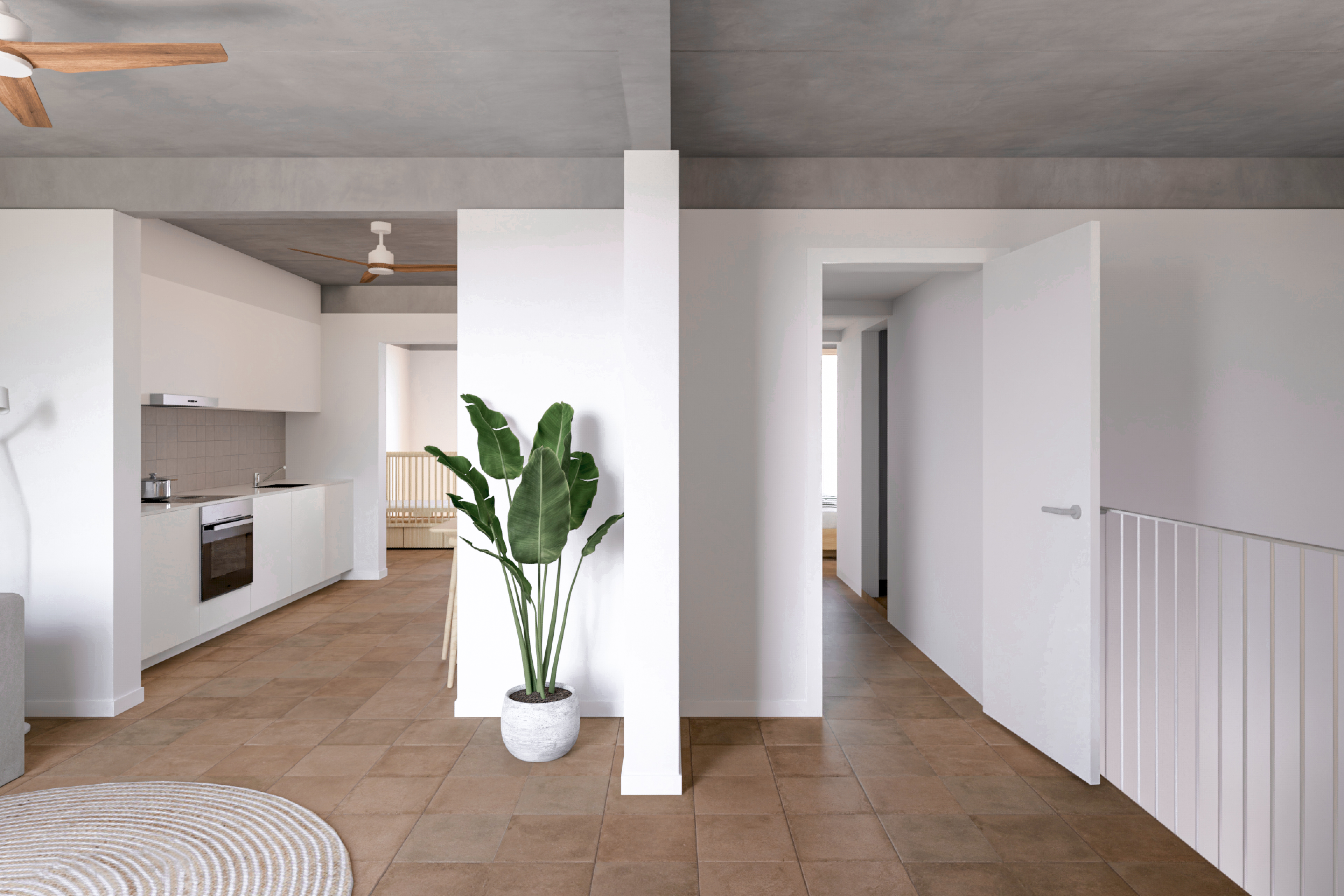 Imagen del interior de una de las viviendas que el IBAVI construirá en Sencelles.