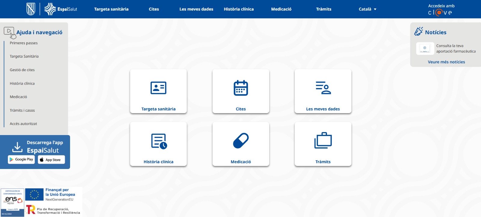 Captura de pantalla de l'EspaiSalut. 