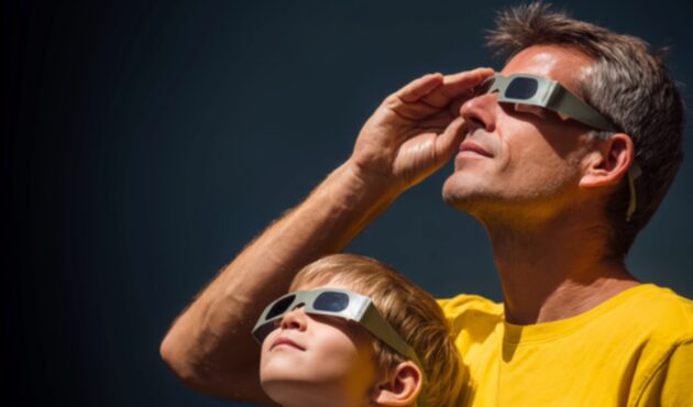 Niño y adulto con gafas de protección